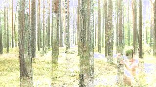 Naked Shoot. Artistic Softcore duo dance in forest