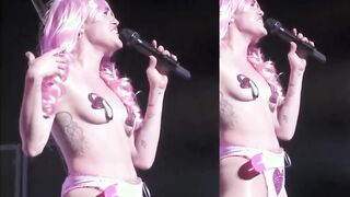 Miley Cyrus Performes Bare-Breasted And Smokes A Joint On Stage At Vancouver MMK Journey