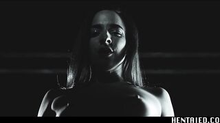 Girl pokes large fake Alien Dick. Real Anime Porn