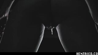 Girl pokes large fake Alien Dick. Real Anime Porn