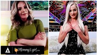 MOMMYSGIRL Mischievous Schoolgirl Abroad Busts While Tugging On Flick Call With Her Stepmom