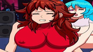 Friday Night Funkin Toon Sky and Gf Fingerblasting and Fumbling Their Boobies and Bums On Stage