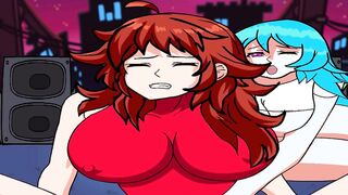 Friday Night Funkin Toon Sky and Gf Fingerblasting and Fumbling Their Boobies and Bums On Stage