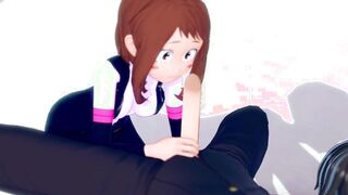 {My hero academia} Ochaco Uraraka likes taking and throating trouser snake {コイカツ!/ THREE DIMENSIONAL Hentai}