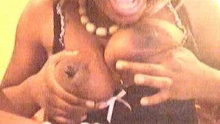 Vintage Domme MoistPu55y Messy Spitting on Enormous Dark-Hued Knockers