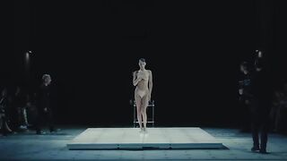 Dress sprayed onto model on Coperni runway at Paris Fashion Week