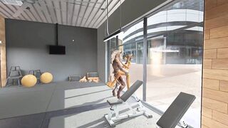 Heat anthro Furry centaur with big dick lift and fuck furry dragon girl in the gym