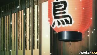 Cartoon brunette with big tits is moaning while getting fucked hard in the snow, late at night