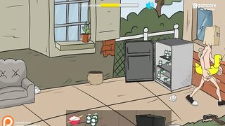 Two black, cartoon girls are taking turns sucking and riding a big, white cock on the beach