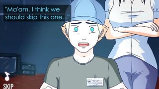 Cartoon chick is sucking dick and getting stuffed with a sex toy, from the back