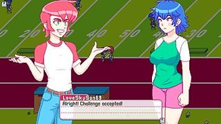 Cartoon babe is about to have casual sex with a friend, until both of them cum