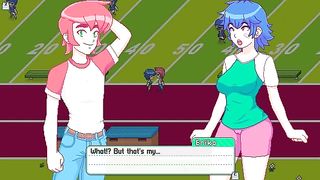 Cartoon babe is about to have casual sex with a friend, until both of them cum