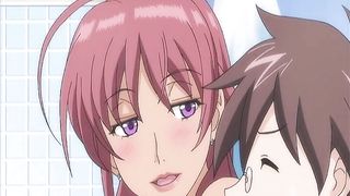 Cartoon slut is rubbing her friend's cock before getting stuffed with it, until she cums