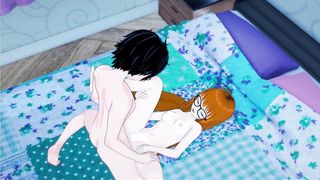 Cartoon couple is fucking in the middle of the day, while no one else is at home