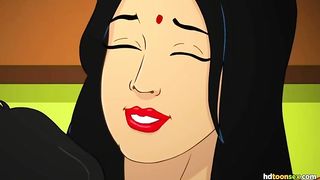 Cartoon, Indian woman is eager to get fucked hard from the back, until she cums