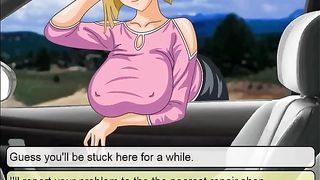 Cartoon blonde with big boobs is about to have sex with a stranger, just for fun