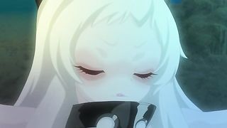 Cartoon chick is moaning while her tits are being pumped, before even getting fucked hard