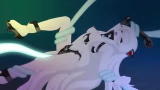 Cartoon chick is moaning while her tits are being pumped, before even getting fucked hard