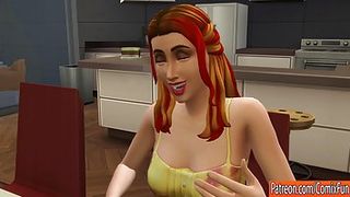 Cartoon woman likes the way her step- son is fucking her brains out, from the back