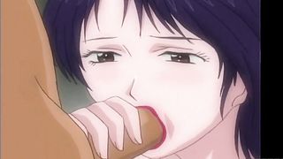 Cartoon babe is having a foursome with three guys, while her husband is at work