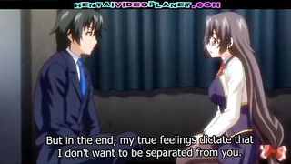 Cartoon babe with huge tits is about to get fucked in many positions, until she cums