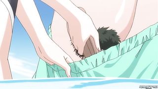 Hot, cartoon babe is rubbing a rock hard dick on the beach and getting her pussy licked