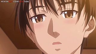 Cartoon guy is doing his best to satisfy his big titted girlfriend, in many ways