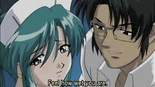 Cartoon nurse with blue hair likes to have kinky sex adventures with her horny patients