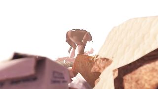 Cartoon babe with big ass is having steamy sex with a muscled black guy with long hair