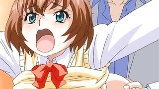 Busty cartoon girl is getting fucked and screaming from pleasure while having an intense orgasm