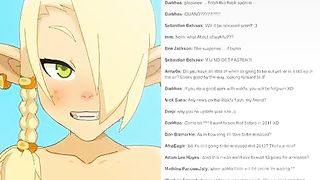 Cartoon elves are having sex with each other and with a monster with huge tentacles