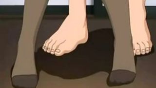 Pretty cartoon maid was tied up and fucked with two sex toys at the same time