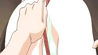 Pretty cartoon maid was tied up and fucked with two sex toys at the same time