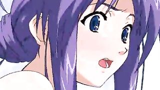 Cartoon nurse with purple hair is getting banged in the hospital, instead of doing her job