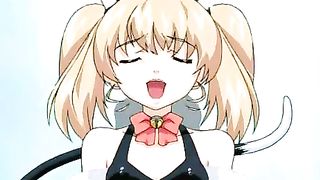 Cartoon nurse with purple hair is getting banged in the hospital, instead of doing her job