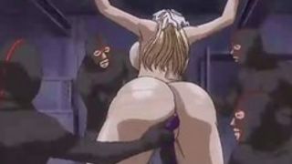 Obedience training with a busty cartoon girl in chains and her ninja torturers