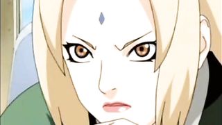 Cartoon blonde is rubbing her boyfriend's dick with her huge boobs, until he explodes from pleasure