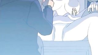 Cartoon slut is about to cum during a threesome she is having for the first time