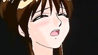 Lovely cartoon babe is blushing while having a vibrator inside her pussy, in front of her friends