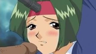 Busty cartoon slut is squeezing her boobs, so her lover would cum all over them