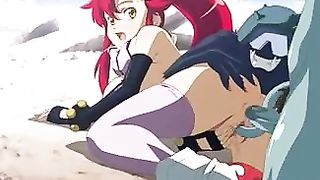 Red haired cartoon chick got huge disk inside her twat while she was on the ground