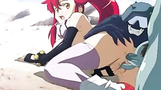 Red haired cartoon chick got huge disk inside her twat while she was on the ground