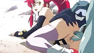 Red haired cartoon chick got huge disk inside her twat while she was on the ground