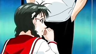 Nerdy cartoon babe is getting nailed by several friends at the same time, in the classroom