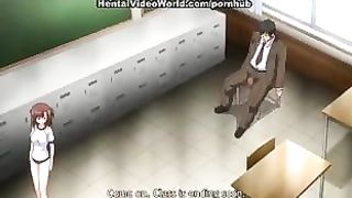Naughty cartoon schoolgirl is having sex with her teacher, in an empty classroom, after classes