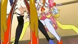 Nasty cartoon maid is tied up and fucked with a huge, black strap- on until she cums