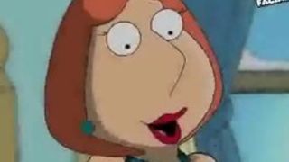 Red haired cartoon wife was sucking her fat husband's dick and then started riding it