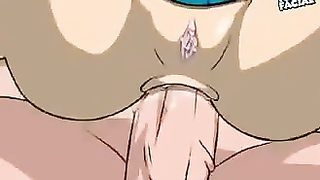 Red haired cartoon wife was sucking her fat husband's dick and then started riding it