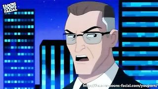 Cartoon brunette is sucking meat stick until it explodes all over her cute face