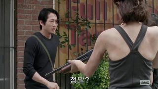 AMWF Lauren Cohan Irish Yankee Gal Bi-Racial Joke Conversation With Yeon Sang Yeob South Korean Masculine Ambling Dead Season five Sequence two